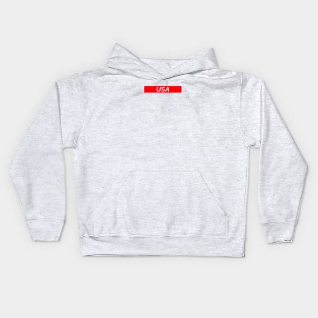 USA // Red Box Logo Kids Hoodie by FlexxxApparel